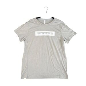 TEN THOUSAND Men Light Gray Performance TShirt Athletic Gym Workout Short Sleeve